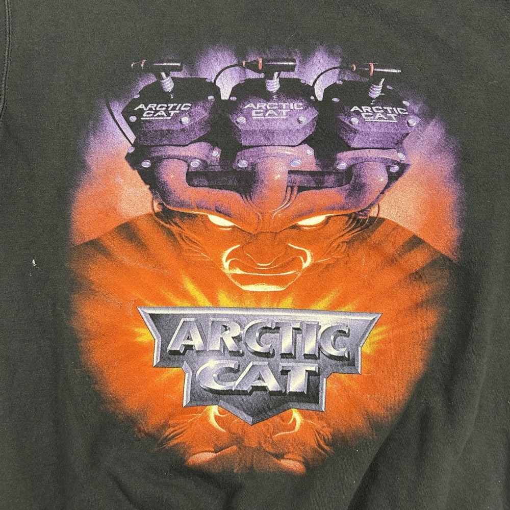 Lee Sweatshirt Mens Large Black Arctic Cat Snowmobile Engine Graphic Crewneck